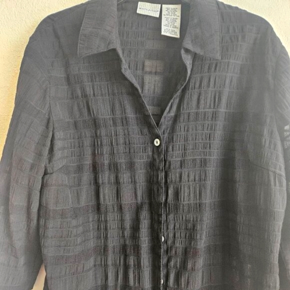 White Stag Black Whimsygoth Gawzy top cotton Boxy Textured Blouse Capsule XL
